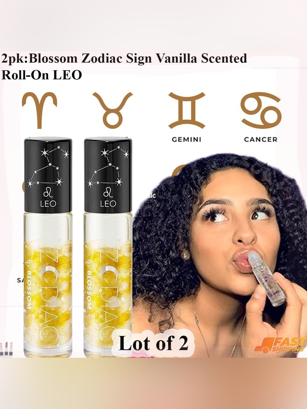 Blossom Vanilla-Scented Lip Gloss Roll-On — Yellow (Lot of 2)